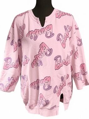 Upcycled Barbie Pink Crew Neck Sweatshirt Top